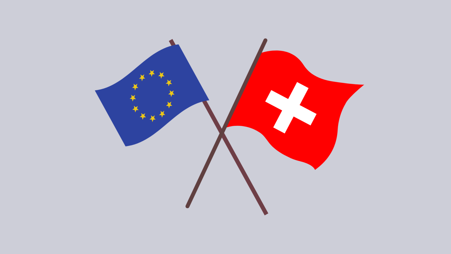 Symbolbild überkreuzte Flaggen EU und Schweiz